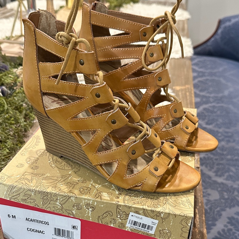 American Rag Cognac Wedge Sandals- size 6